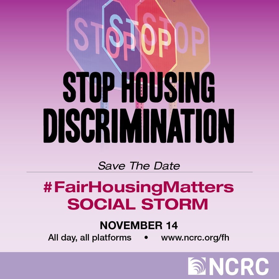 Soc Storm -100 - stop housing discrimination, save the date, November 14